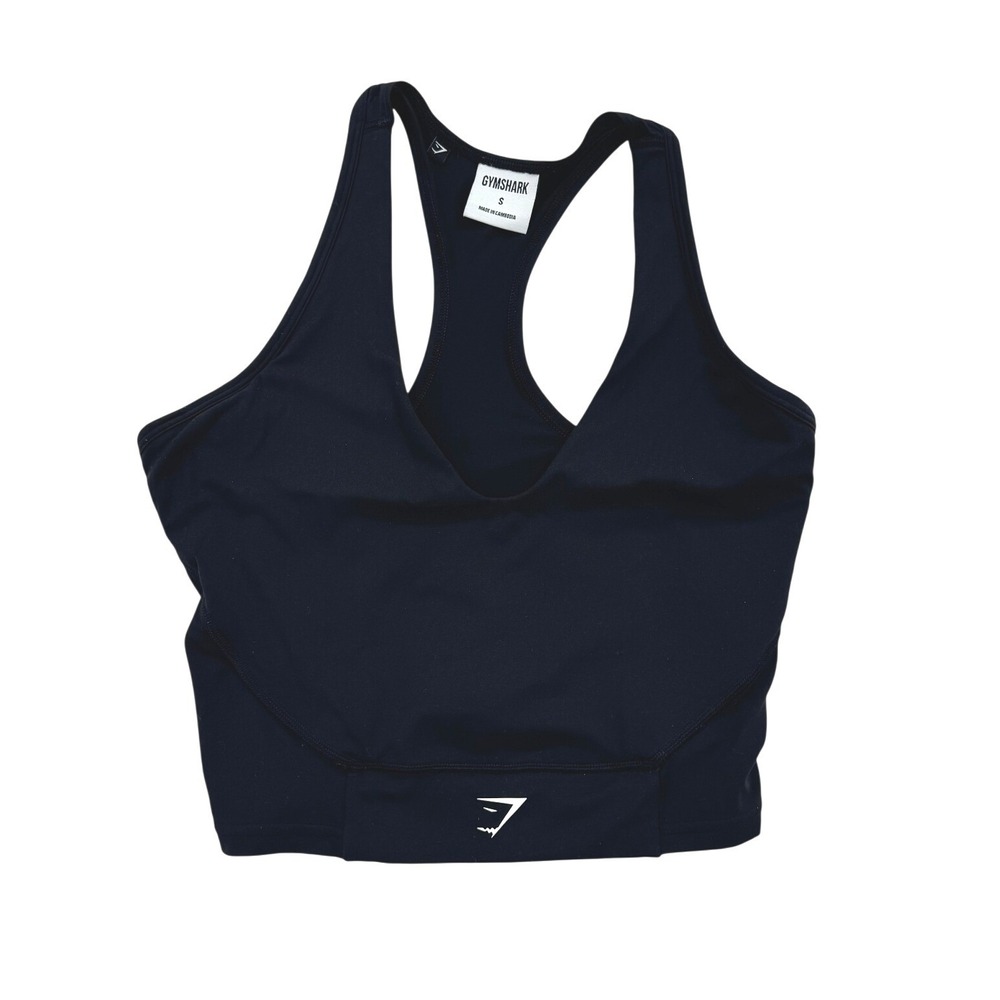 Gymshark Sports Bra Womens Small Black Excellent Racerback V-Neck Activewear